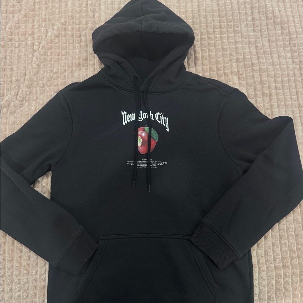 H&M Black Hoodie with New York City Apple Design